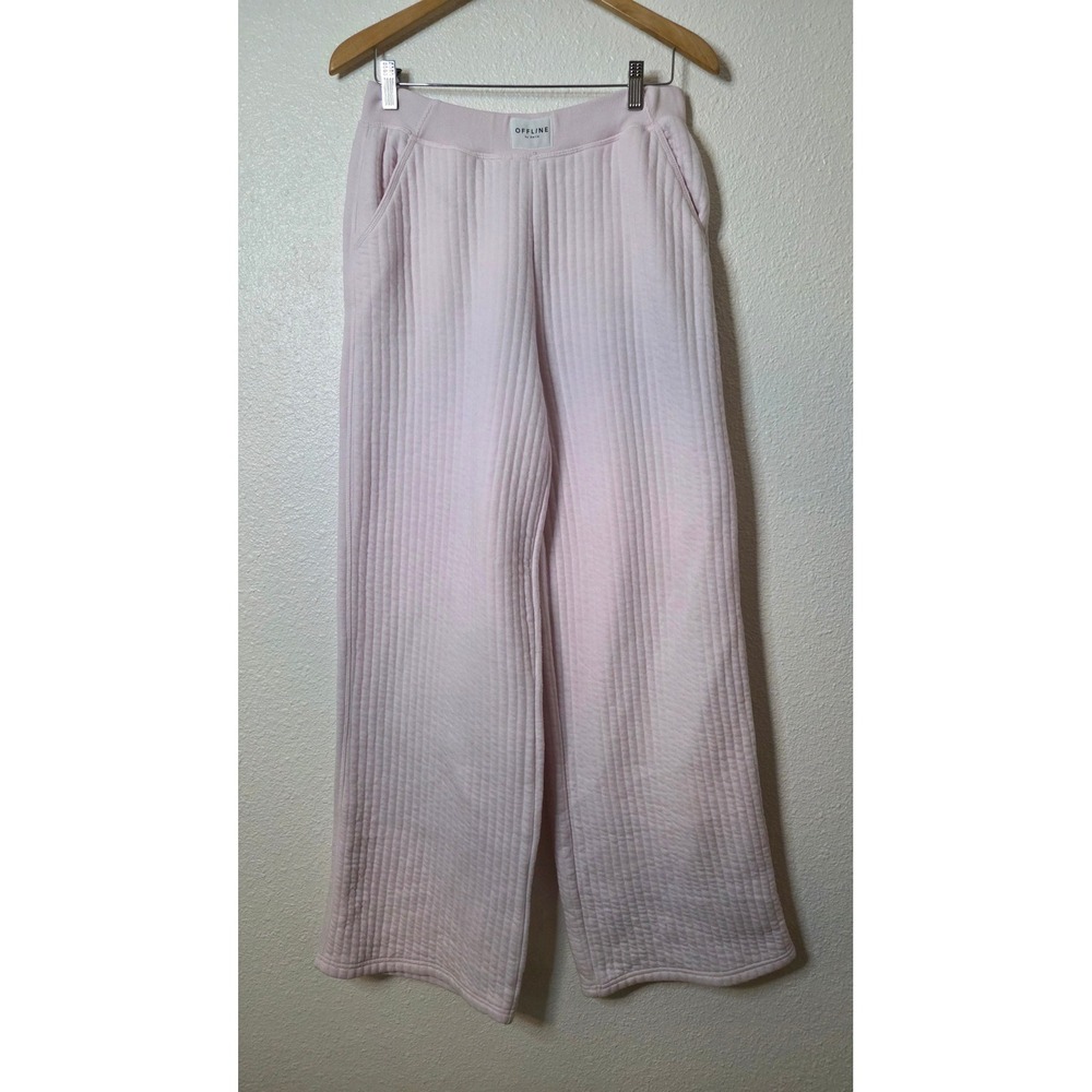 Aerie OFFLINE Quilted Coffee Run Trousers High Rise Cozy Loungewear Medium Long